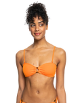 The Roxy Womens Color Jam Bandeau Bikini Top in Tangelo