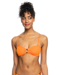 The Roxy Womens Color Jam Bandeau Bikini Top in Tangelo