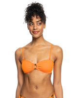 The Roxy Womens Color Jam Bandeau Bikini Top in Tangelo