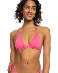 The Roxy Womens Beach Classics Mini Triangle Bikini Top in Shocking Pink