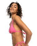 The Roxy Womens Beach Classics Mini Triangle Bikini Top in Shocking Pink