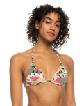 The Roxy Womens Beach Classic Tiki Triangle Bikini Top in Anthracite Palm