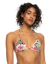 The Roxy Womens Beach Classic Tiki Triangle Bikini Top in Anthracite Palm