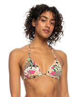 The Roxy Womens Beach Classic Tiki Triangle Bikini Top in Anthracite Palm