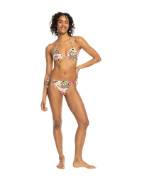 The Roxy Womens Beach Classic Tiki Triangle Bikini Top in Anthracite Palm