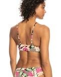 The Roxy Womens Beach Classics Fashion Bralette Bikini Top in Anthracite Palm