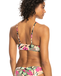 The Roxy Womens Beach Classics Fashion Bralette Bikini Top in Anthracite Palm