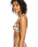 The Roxy Womens Beach Classics Fashion Bralette Bikini Top in Anthracite Palm