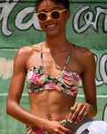 The Roxy Womens Beach Classics Fashion Bralette Bikini Top in Anthracite Palm