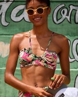 The Roxy Womens Beach Classics Fashion Bralette Bikini Top in Anthracite Palm