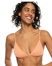 The Roxy Womens Love The Quiver Bikini Top in Salmon