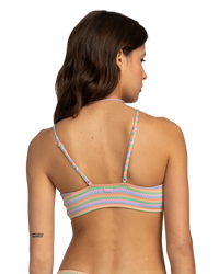 The Roxy Womens Wavy Stripe Bralette Bikini Top in Papaya