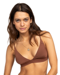 The Roxy Womens Silky Island Triangle Bikini Top in Rootbeer