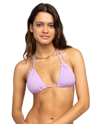 The Roxy Womens Aruba Mini Triangle Bikini Top in Crocus Petal