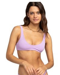 The Roxy Womens Aruba Bralette Bikini Top in Crocus Petal