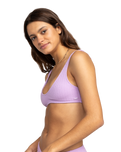 The Roxy Womens Aruba Bralette Bikini Top in Crocus Petal