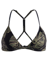 The Roxy Womens Pro The Cut Back Fixed Tri Bikini Top in Anthracite