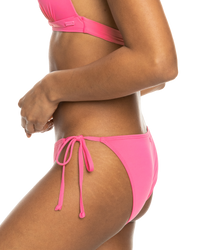 The Roxy Womens Beach Classics Tie Bikini Bottoms in Shocking Pink