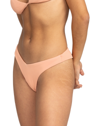 The Roxy Womens Love The Sunseeker Bikini Bottoms in Salmon