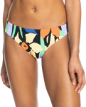 The Roxy Womens Color Jam Hipster Bikini Bottoms in Anthracite Flower Jammin