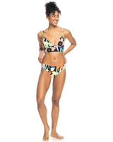 The Roxy Womens Color Jam Hipster Bikini Bottoms in Anthracite Flower Jammin