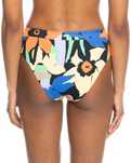 The Roxy Womens Color Jam Mod Mid Waist Bikini Bottoms in Anthracite Flower Jammin