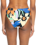 The Roxy Womens Color Jam Mod Mid Waist Bikini Bottoms in Anthracite Flower Jammin