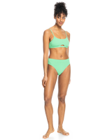 The Roxy Womens Color Jam Mod Mid Waist Bikini Bottoms in Absinthe Green