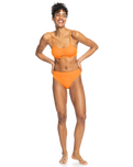 The Roxy Womens Color Jam Mod Mid Waist Bikini Bottoms in Tangelo