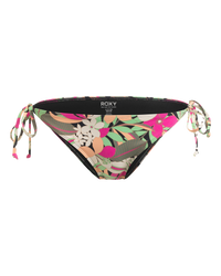 The Roxy Womens Beach Classics Tie Bikini Bottoms in Anthracite Palm