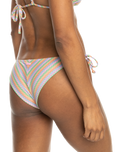 The Roxy Womens Wavy Stripe Cheeky Tie Bikini Bottoms in Papaya