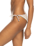 The Roxy Womens Wavy Stripe Cheeky Tie Bikini Bottoms in Papaya