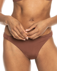 The Roxy Womens Silky Island Cheeky Bikini Bottoms in Rootbeer