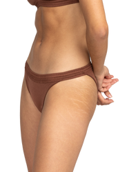 The Roxy Womens Silky Island Bikini Bottoms in Rootbeer