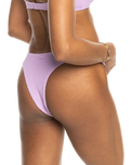 The Roxy Womens Aruba High Leg Cheeky Bikini Bottoms in Crocus Petal