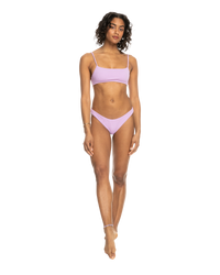 The Roxy Womens Aruba High Leg Cheeky Bikini Bottoms in Crocus Petal