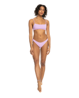 The Roxy Womens Aruba High Leg Cheeky Bikini Bottoms in Crocus Petal