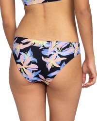 The Roxy Womens Active Bikini Bottoms in Anthracite Kiss