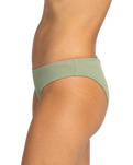 The Roxy Womens Essaouira Moderate High Leg Bikini Bottoms in Oil Green