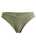 The Roxy Womens Essaouira Moderate High Leg Bikini Bottoms in Oil Green