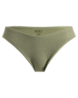 The Roxy Womens Essaouira Moderate High Leg Bikini Bottoms in Oil Green