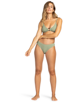 The Roxy Womens Essaouira Moderate High Leg Bikini Bottoms in Oil Green