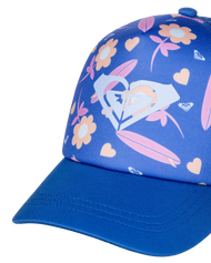 The Roxy Girls Girls Sweet Emotions Trucker Cap in Ultramarine & Lorem