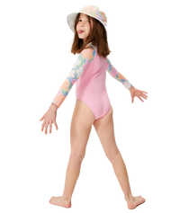 The Roxy Girls Girls Tiny Flower Long Sleeve Swimsuit in Ultramarine & Teenie Flower