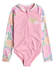 The Roxy Girls Girls Tiny Flower Long Sleeve Swimsuit in Ultramarine & Teenie Flower