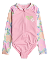 The Roxy Girls Girls Tiny Flower Long Sleeve Swimsuit in Ultramarine & Teenie Flower