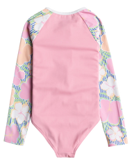 The Roxy Girls Girls Tiny Flower Long Sleeve Swimsuit in Ultramarine & Teenie Flower