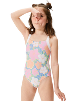 The Roxy Girls Girls Tiny Flower Swimsuit in Ultramarine & Teenie Flower