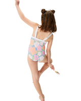 The Roxy Girls Girls Tiny Flower Swimsuit in Ultramarine & Teenie Flower