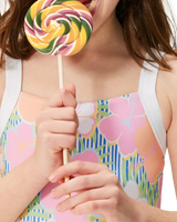 The Roxy Girls Girls Tiny Flower Swimsuit in Ultramarine & Teenie Flower